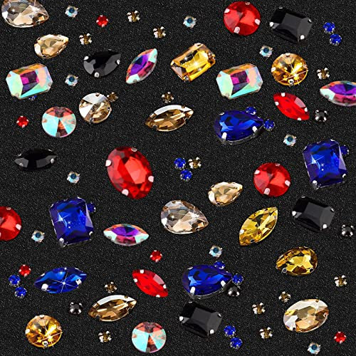 186 Stück Glass Rhinestones,Strasssteine Zum,Strasssteine Zum Aufnähen,Große Strasssteine,Strasssteine Kristall,Schmucksteine, Kleidung Diy Handwerk Kleidung Schuhe Taschen (Gemischte Farben)