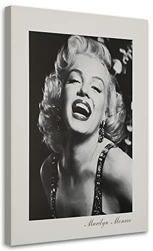Feeby Bilder 30x45 cm Schauspielerin Marilyn Monroe 1 tlg Modern Wandbilder Leinwandbilder Bild auf Leinwand Kunstdruck Wand Bild Wanddeko Design Flur Büro Küche Wohnzimmer Hollywood Film schwarz-weiß
