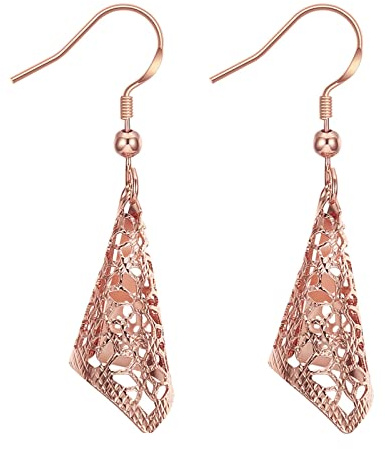 KnBoB Boucles d'oreilles Femme en Cuivre Creux de Conque Or Rose Boucle d'oreille Pendante Fantaisie