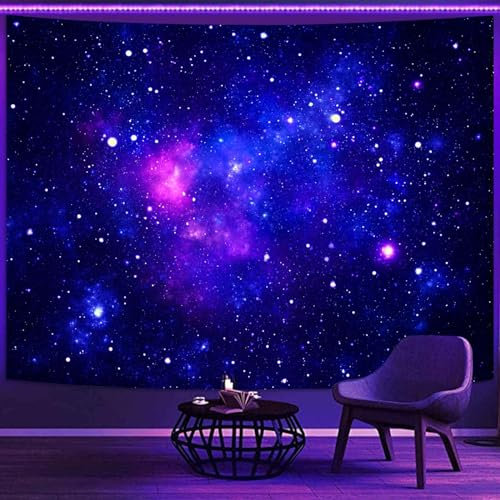 Faxdong Galaxy Universe Space Wandteppich, Schwarzlicht, Sternenhimmel, mysteriöse Nebel, Sterne, Deckenteppiche für Schlafzimmer, Hintergrund, Wanddekoration (Universe2, 112,5 x 150 cm)