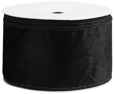 VEYLIN Black Satin Ribbon 63mm, 9m(10 Yards) Double Sided Solid Colors Velvet Ribbon for Christmas Tree Decoration DIY Craft