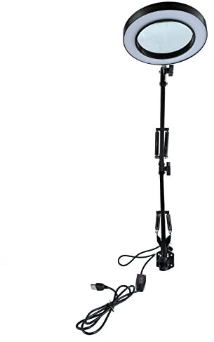 10-fache Lupe mit Licht und Ständer, Dimmbare LED-Schreibtischlampe mit Klemme für Reparaturen, Basteln, Löten