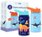 BOZ Kinder Trinkflasche – Trinkflasche Schule – Trinkflasche Kinder Kohlensäure Geeignet - Auslaufsichere Trinkflasche Kinder Edelstahl – 400 ml – Zweierpack-Bündel (Hai/Dinosaurier)