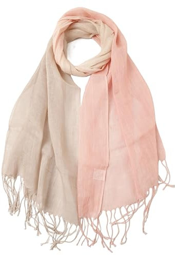 Prettystern Sciarpa Leggera Unisex Foulard in Lino Uomo Donna Primavera Estate Tie-Dye Batike Con Frange - T104 rosa grigio