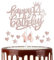 mciskin Girls 14th Happy Birthday Candles Cake Toppers, Number 14 Candle for Cake, Rose Gold Candles for Women Birthday Decorations, Heart Star Cake Toppers for 14th Birthday Party Wedding Anniversary