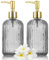 HIYAA Glass Soap, Versatile 14 Oz Dripless Pump Bottle, Refillable Liquid Hand Jar Dispenser for Bathroom, Countertop, Kitchen, Laundry Room (Grey, 2 Pack)