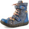 CHSHOER Bottes de neige à semelle plate en cuir pour femmes, avec double bride et fermeture éclair latérale, idéales pour les pieds larges.(Bleu,39)