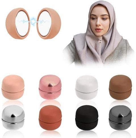 8 Paare Starke Hijab Magnete, Magnetische Nadellose Brosche, Metallbeschichtung Magnetische Pins, Hijab Clip Keine Lochstifte, Runde Schal Clip Magnete, Mehrzweck Magnetbrosche für Frauen Kleidung