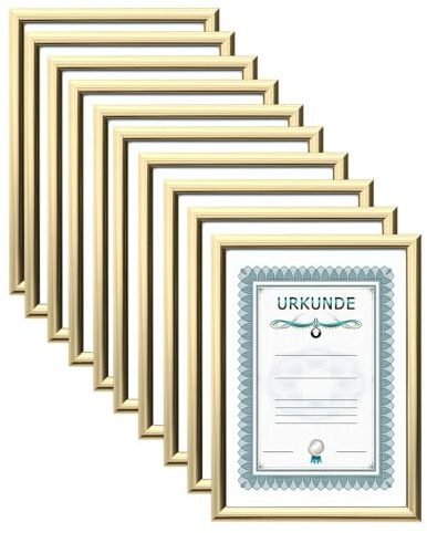 IDEAL TREND 2er 3er 5er 10er Pack Dokument Bilderrahmen 21x29,7 DIN A4 Urkunde Foto Rahmen: Farbe: 10er Pack Gold