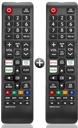 (Pack of 2) Replacement forSamsung Smart TV Remote Control, for AllSamsung LED LCD QLED 4K 8K UHD 3D HDTV HDR Curved Crystal Smart TV BN59-01199F, BN59-01301A, BN59-01289A, BN59-01266A
