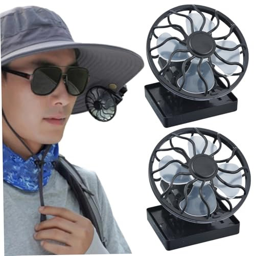 Clip en el ventilador para la tapa, 2 piezas Clip en el ventilador, ventilador de ventilador solar con energía solar mini ventilador de sombrero de ahorro de energía con 4 paletas 2v 0.2W Ventilador