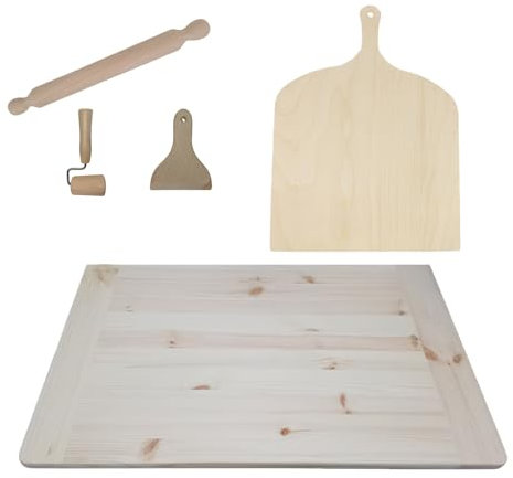 Set impasti Tavolo da lavoro 60x40 stendipasta con pala pizza mattarello raschietto per pulizia spianatoia pasta pane pizza dolci utili in cucina