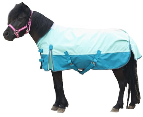 Gallopoff 1200D Pony/Shetty Pferdedecke ohne Füllung (0 g), Leichte, wasserdichte, Atmungsaktive und Reißfeste Regendecke für Fohlen, Minipferde, Zwergpferde, Kleinpferde und Miniponys