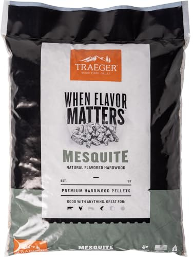 Traeger Grills Mesquite Granulés de Bois 100% Naturel pour fumoirs et Grills à granulés, Barbecue, Cuisson, rôti et Grill, Sac de 8,2 kg