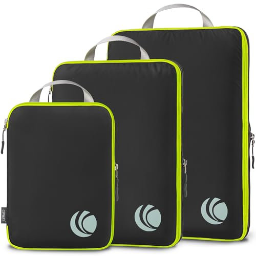 Cipway Kompression Koffer Organizer Set für Rucksack ,Ultraleichte Packtaschen Compression Packing Cubes Packwürfel Kofferorganizer Packtaschen Kleidertaschen für Reiseorganizer(schwarz, 3 Stück)