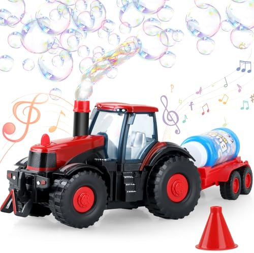 Britik Bubble Machine Toys for Kids 3-8 Year Olds: Tractor Bubble Machine Toy for Kids Bubble Blower Gifts for Boys 3 4 5 6 7 8 Year Olds Presents Garden Outdoor Wedding Party Summer Bubble Game Toy