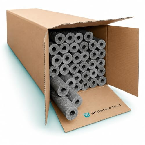 Scorprotect® voller Karton PE Rohrisolierung grau, angeschlitzt 30 Meter (Grau, 22 x 13 mm x 1 Meter)