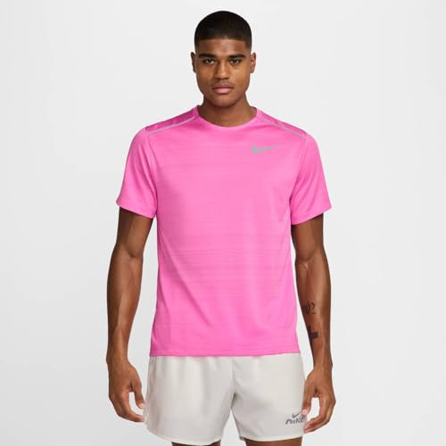 Nike Miler Haut de Course à Manches Courtes pour Homme, Rose Playful FZ4782-675, S