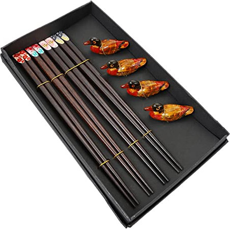 Alipis 1 Juego 4 palillos de madera resto de palillos estuche deslizante para palillos cuchillería Titulares sable de luz vajilla servicio de cena resto de palillos y palillos