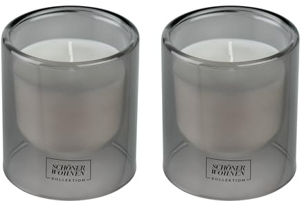 Schöner Wohnen Kollektion Duftkerze Mod. Cedar S, 2er Set Warmer, anregender Duft Weiß
