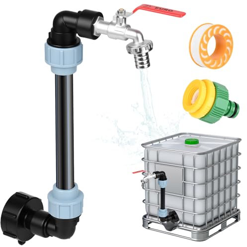 LustLocke Robinet Cuve 1000L Plastique Fileté 3/4, Robinet pour Cuve De 1000 litres en Laiton pour Récupérateur d'eau De Pluie, Adaptateur Cuve 1000L Pratique pour Jardin Et Maison