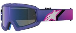 Alpinestars Vision Youth Corp Motocross-Brille, fluoreszierendes Lila mit verspiegelter blauer Linse, langlebiger Offroad-Augenschutz