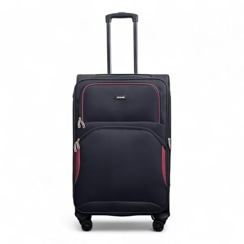Infinity Leather Medium Suitcase 24 Lightweight Soft Shell Luggage 4 Wheels Spinner 3-Digit Combination Lock Luggage for 15 to 20kg