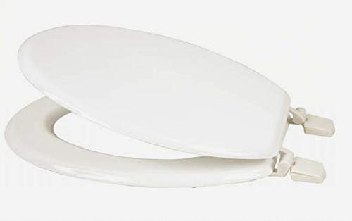 Marco Paul 18 Standard Traditional White Wooden MDF Toilet Seat Universal Adjustable to Fit Most Toilets Oval Seat with Hinges & Parts Bathroom En-Suite Office Home Indoor (17 White Toilet Seat)