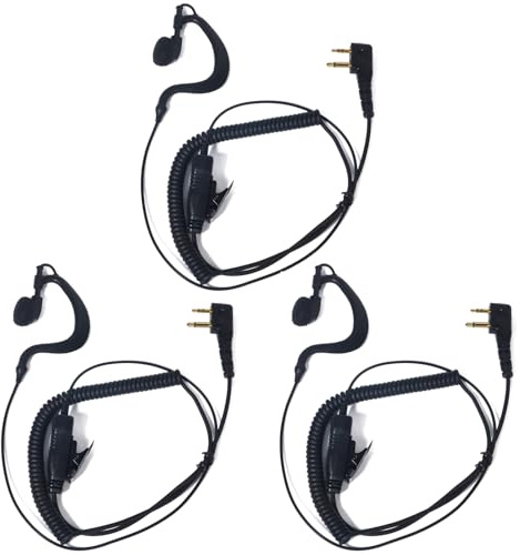HYS Funkgeräte Ohrhörer Kompatibel für Midland G7 pro G8 G9 Pro | 3 Stück, G-Form Kopfhörer PTT Headset, 2-poliges für M24 Plus M48 M99 G6 XT G7 XTR Alan HP450