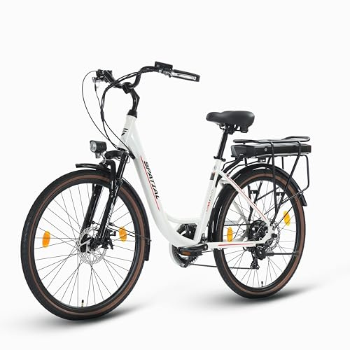 SPATIAL 26-Zoll-Elektrofahrräder für Erwachsene, Mountainbike mit LCD-Display, 36V 13Ah herausnehmbarer Akku, 250W starker Motor, 7-Gang-Kettenschaltung, 80 km maximale Reichweite