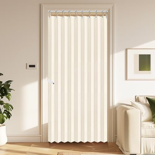 Lapalife Blackout Folding Door Accordion Curtain,Water-Repellent Linen Privacy Drapes for Doorway, Living Room,Bedroom,Home Office