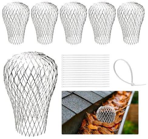 Protezione per Grondaie, 6 Pezzi Griglia Grondaia | Parafoglie per Canali di Gronda, Protezione Grondaie, Filtro Grondaia per Pluviali con un Diametro di 3–15 cm