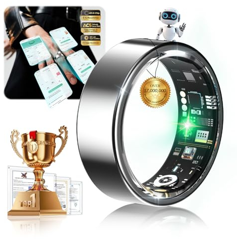 XSWCCJJ New Upgraded Smart Ring【JZ5.0 Chip & 0 Measurement Error】 IP68 Waterproof | Smart Ring Women & Men For Sports Time, Distance, Calories Waterproof Compatible Silber 10#