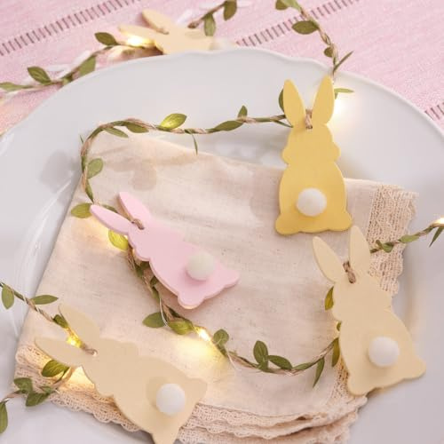 Lights4fun Osterhasen-Lichterkette | mit warmweißen LEDs | Batteriebetrieben | mit 6h Timer | Beleuchtete Osterdeko | Ostern Frühjahr für Tisch, Fensterbank & Wohnbereich | Länge 200 cm