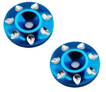 MIGHTY SCAPERS RC Metal Rear Wing Buttons Gasket für 1/8 Scale Off-Road Buggy - M3 Tail Fix Spacer, 2-Pack(Blue)