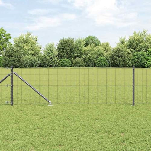 Clôture avec poteau Gris 0,6 x 25 m en Acier et PVC, Panneaux de clôture extérieurs robustes, Barrière pour jardin et terrasse, Panneaux occultants extensibles pour intimité