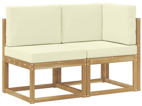 vidaXL Outdoor Mittel- und Ecksofa 2 Stück Weiß Massivholz Akazie, Moderne, wetterfeste Gartenmöbel, vielseitige Entspannung, Akazienholz, gemütliches Draußenleben