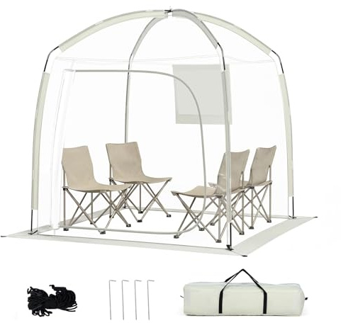 HOMASIS Pop Up Bubble Zelt, wetterfestes Blasenzelt für 2-4 Personen, transparentes Sportzelt mit Tür, Netzfenster & Haken, Outdoor Campingzelt mit Tragetasche für Garten, Camping, Angeln & Camping