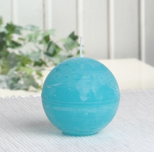Rustik-Kugelkerze, 6 cm Ø, Aqua-türkis