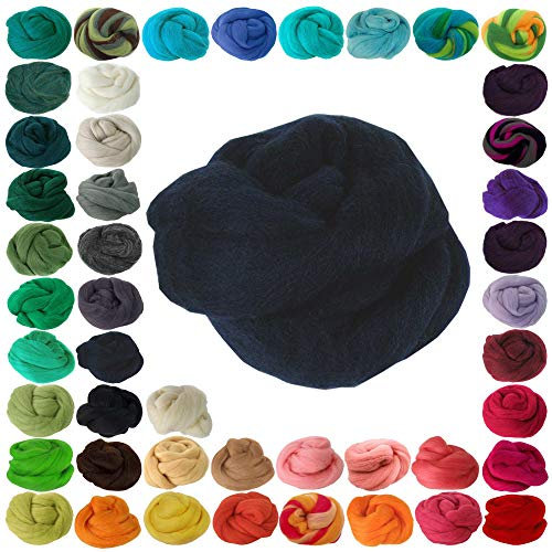 25g Filzwolle Märchenwolle Nassfilzen Trockenfilzen, unterschiedliche Farben, Farbe:nachtblau