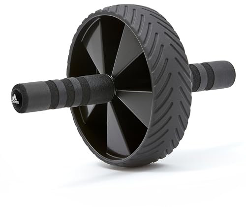 adidas Bewegungsrad Ab Wheel Bauchtrainer für zuhause-anspruchsvolles Home Workout für den Oberkörper, geeignet für Anfänger, Fortgeschrittene und Profis, Schwarz, One Size