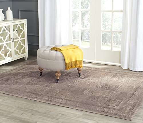 SAFAVIEH Vintage Collection Area Rug - 6'7 x 9'2, Mouse, Oriental Distressed Viscose Design, Ideal for High Traffic Areas in Living Room, Bedroom (VTG127-3110)