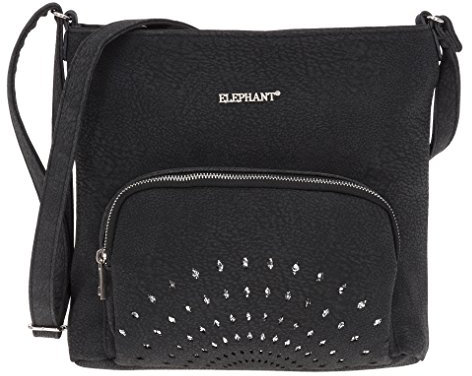 Elephant Handtasche GLAM SHINE Damentasche Tasche Umhängetasche Kunstleder 3272 (Black (Schwarz)