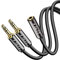 J&D Câble 3,5 mm vers 2 X 3,5 mm, Coque en Cuivre Plaqué or 3,5 mm TRS Femelle vers 2 X 3,5 mm TRS Mâle Y Répartiteur Câble Adaptateur Audio Stéréo Uniquement Adapté pour la Commutation, 0,6 m