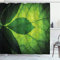 ABAKUHAUS Blätter Duschvorhang, Brazilian Baum Blatt Eco, Stoffliches Gewebe Badezimmerdekorationsset mit Haken, 175 x 220 cm, Olive und Dunkelgrün