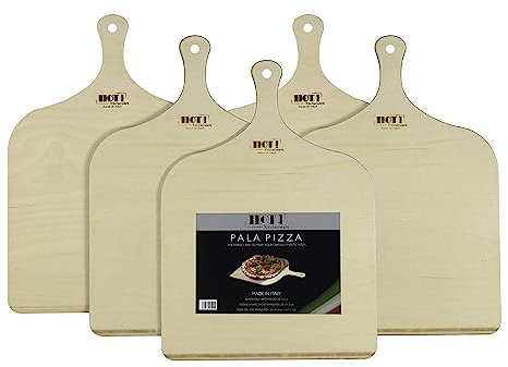 HOT! Kitchenware Pelle à pizza en bois de bouleau, 29 x 41,5 cm, 100 % fabriqué en Allemagne, Bois, 5er Set