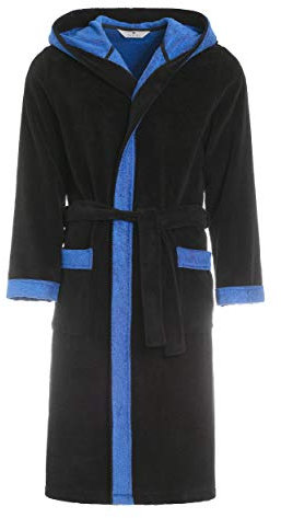 Revise RE-855 Accappatoio da uomo con fibra di bambù - asciugamano -sauna - piscina - Nero - blu - 3XL