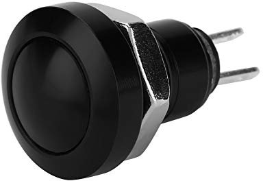 Keenso Momentaner Druckknopf, Auto 1A 24V 8mm Hupen Druckknopf Mini Wasserdichte Startknopf Zinkaluminiumlegierung Druckknopf (schwarz)