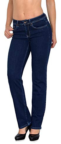 ESRA High Waist Jeans Damen Straight Jeanshose - Jeans Damen Dunkelblau Damen Jeans Stretch Hose Jeans Damen gerades Bein Hose Große Größe G6