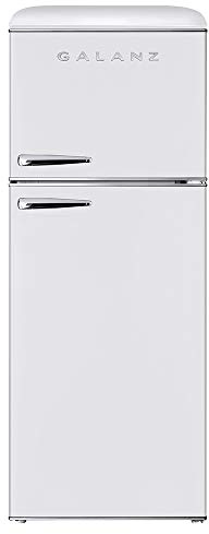 Galanz GLR10TBEEFR Retro Refrigerator with Top Freezer Frost Free, Dual Door Fridge, Adjustable Electrical Thermostat Control, 10 cu ft White